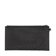 Michael Kors Jet Set Travel Saffiano Leather Large Zip Clutch Bag- Black