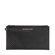 Michael Kors Jet Set Travel Saffiano Leather Large Zip Clutch Bag- Black