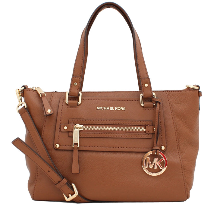 Michael Kors Gilmore Medium East West Leather Satchel Bag- Luggage