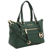 Michael Kors Gilmore Medium East West Leather Satchel Bag- Black