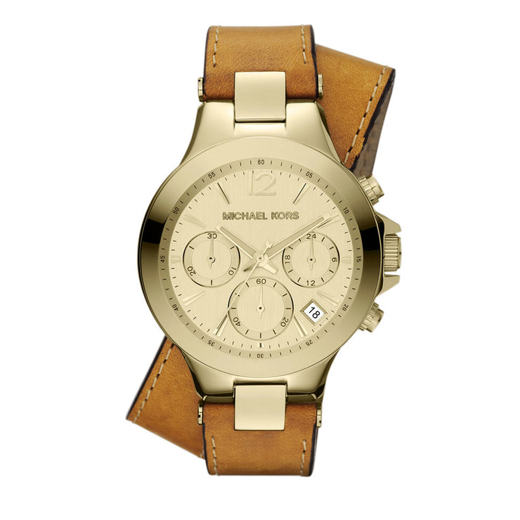Michael Kors Ladies' Peyton Double Wrap Luggage Leather Watch