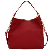 Michael Kors Large Weston Pebbled Shoulder Bag- Red