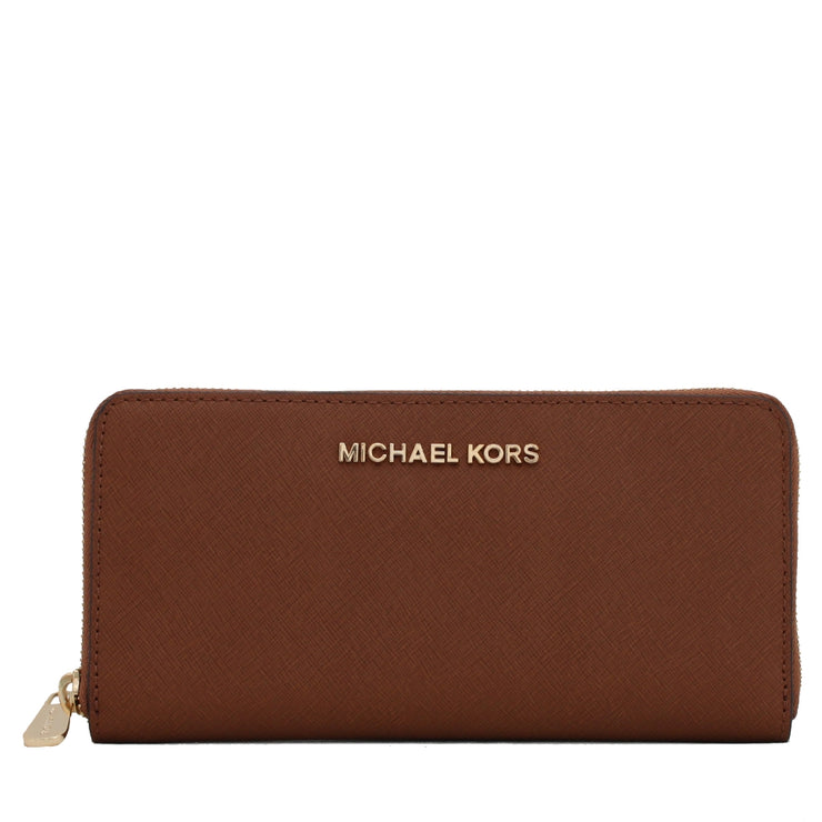 Michael Kors Jet Set Travel Zip-Around Saffiano Leather Continental Wallet- Luggage