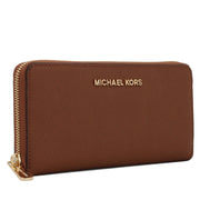 Michael Kors Jet Set Travel Zip-Around Saffiano Leather Continental Wallet- Orange