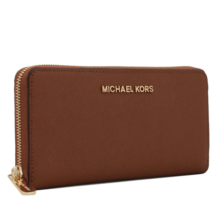 Michael Kors Jet Set Travel Zip-Around Saffiano Leather Continental Wallet- Dark Dune