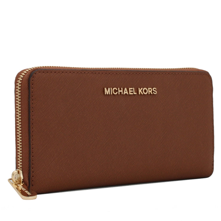 Michael Kors Jet Set Travel Zip-Around Saffiano Leather Continental Wallet- Mandarin-Luggage