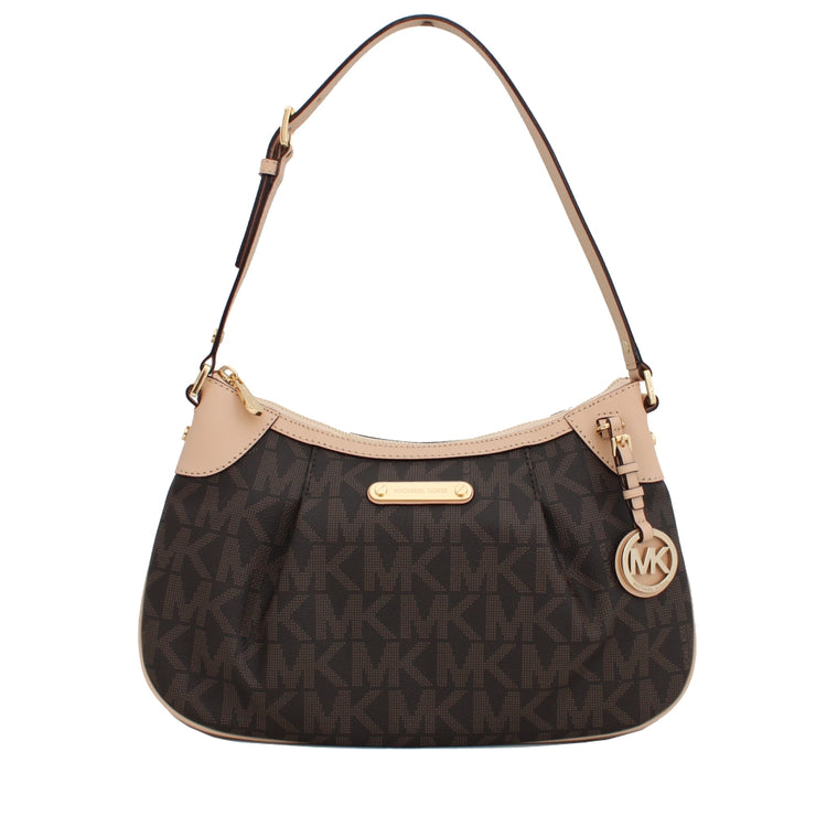 Michael Kors Jet Set Signature Medium Shoulder Bag- Brown