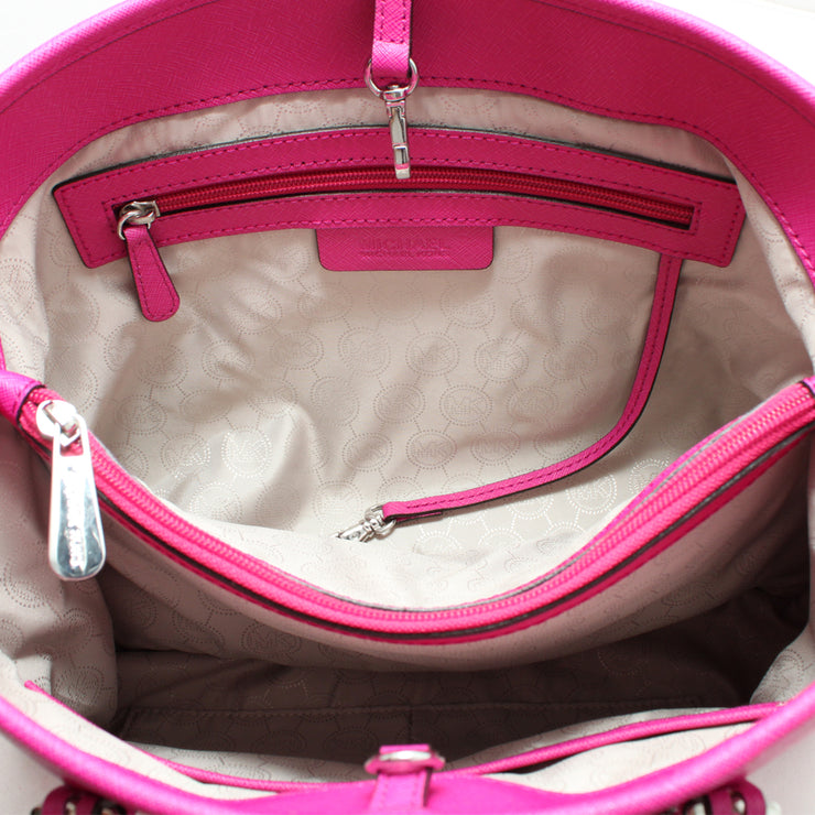 Michael Kors Jet Set Medium Saffiano Leather East West Tote Bag- Deep Pink