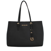 Michael Kors Jet Set Travel Saffiano Leather Large East West Tote Bag- Black