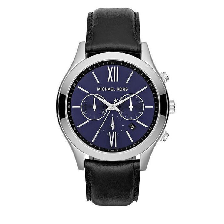 Michael Kors Men's Brookton Chronograph Black Leather Watch