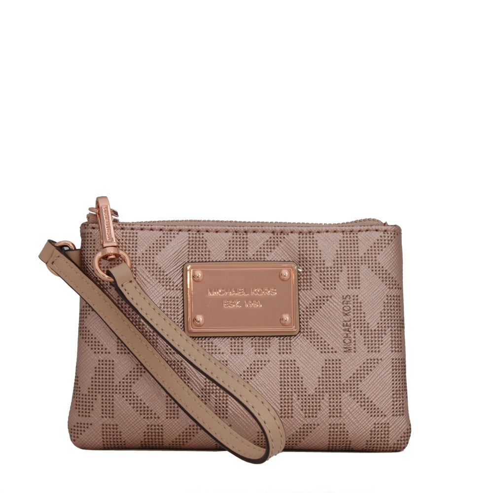 Michael Kors Jet Set Signature Metallic Saffiano Small Wristlet