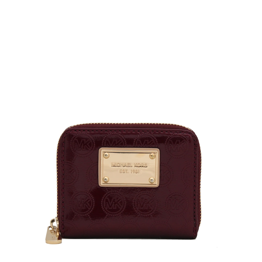 Michael Kors Jet Set Signature Patent Small Zip Around Wallet