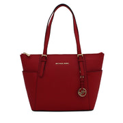Michael Kors Jet Set East West Top-Zip Saffiano Tote Bag- Red