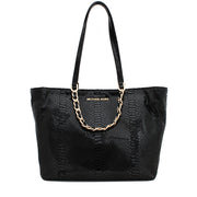 Michael Kors Harper Large East West Tote Bag- Black Patent Python