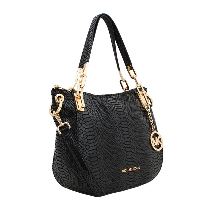 Michael Kors Brooke Leather Medium Shoulder Tote Bag- Black