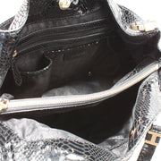 Michael Kors Matilda Large Shoulder Tote Bag- Black Patent Python