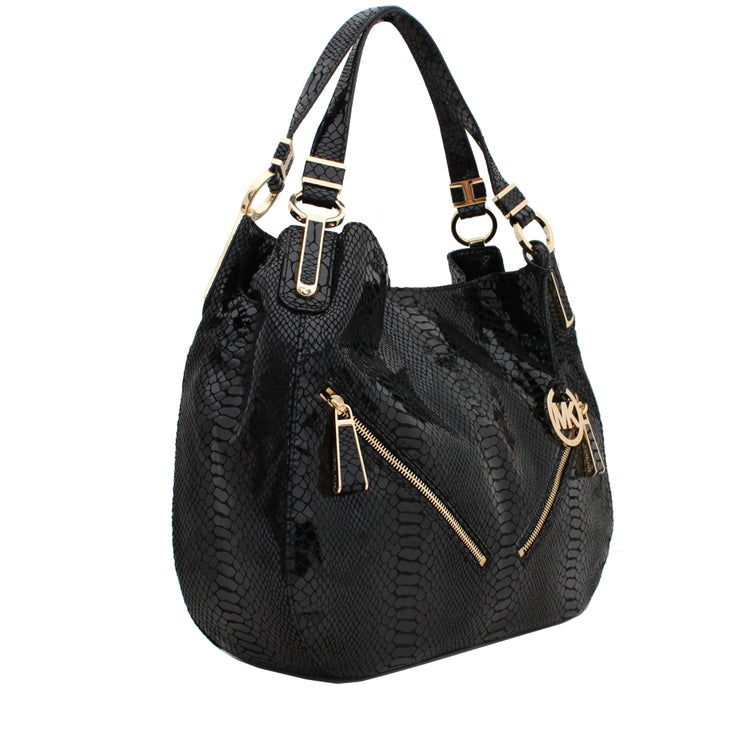 Michael Kors Matilda Large Leather Shoulder Tote Bag- Black