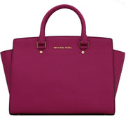 Michael Kors Large Selma Top-Zip Satchel Bag- Fuschia