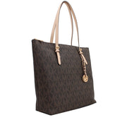 Michael Kors Signature Large Jet Set North South Top-Zip Tote Bag- Brown