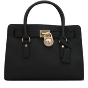 Michael Kors Hamilton Saffiano Leather Medium Satchel Bag- Black
