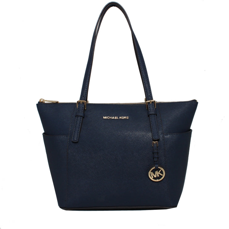 Michael Kors Jet Set Top-Zip Saffiano Leather East West Tote Bag- Admiral