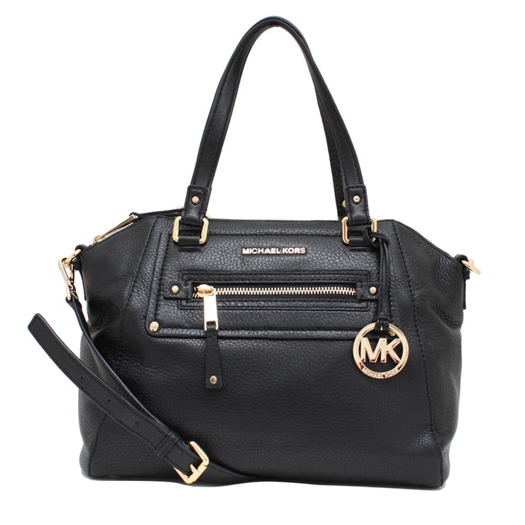 Michael Kors Gilmore Medium East West Leather Satchel Bag- Black