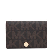 Michael Kors Signature Saffiano Medium Slim Wallet- Brown-Luggage