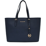 Michael Kors Jet Set Travel Multifunction Medium Saffiano Leather Tote Bag- Navy