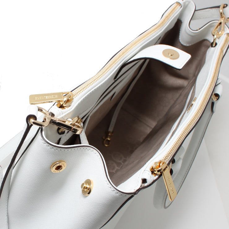Michael Kors Sutton Patent Saffiano Leather Large Satchel- Navy