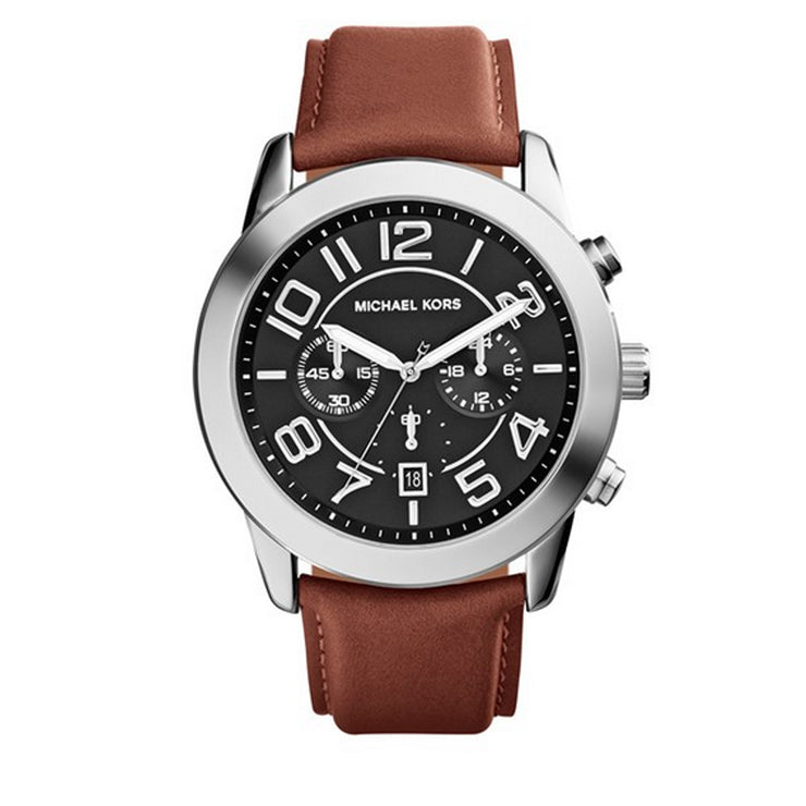 Michael Kors Watch MK8359- Brown Leather Mercer Chronograph Men Watch