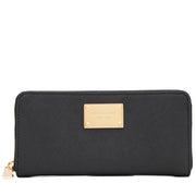 Michael Kors Jet Set Leather Zip Around Continental Wallet- Black