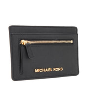 Michael Kors Jet Set Travel Leather Flat Card Holder- Black
