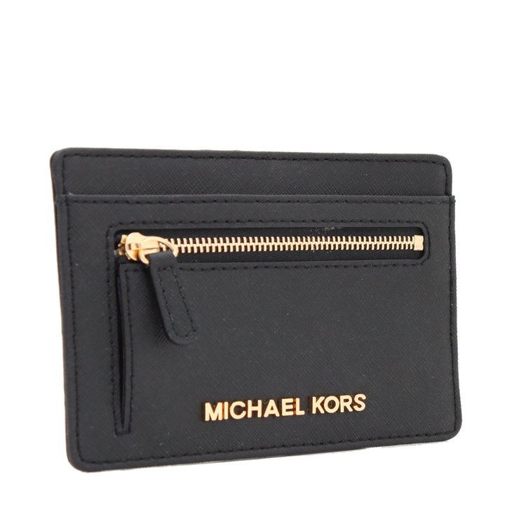 Michael Kors Jet Set Travel Patent Leather Flat Card Holder- Black