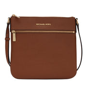 Michael Kors Bedford Flat Leather Crossbody Bag- Luggage