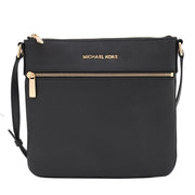 Michael Kors Bedford Flat Leather Crossbody Bag- Black