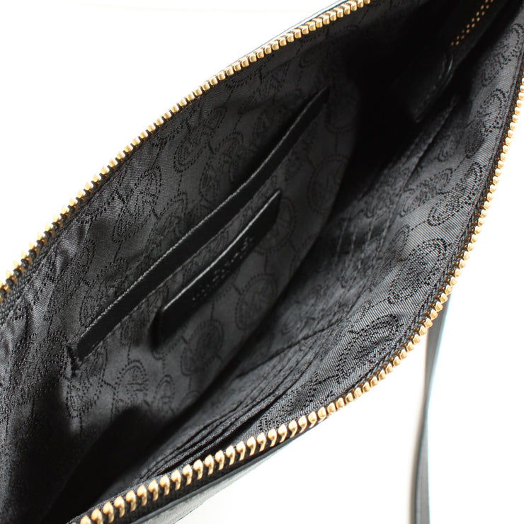 Michael Kors Bedford Flat Leather Crossbody Bag- Black