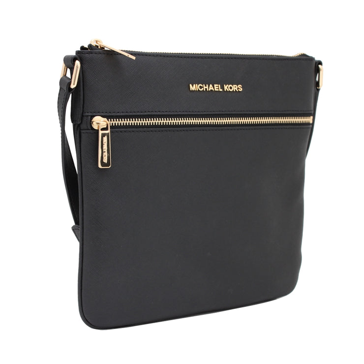 Michael Kors Bedford Flat Leather Crossbody Bag- Luggage