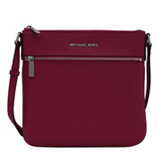 Michael Kors Bedford Flat Leather Crossbody Bag- Deep Pink