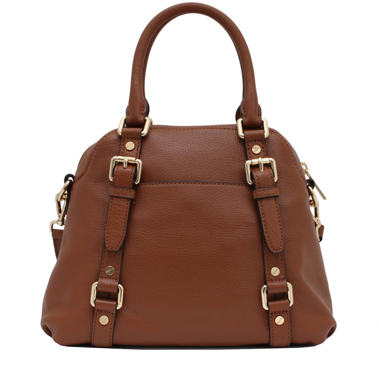 Michael Kors Bedford Medium Bowling Leather Satchel Bag- Luggage