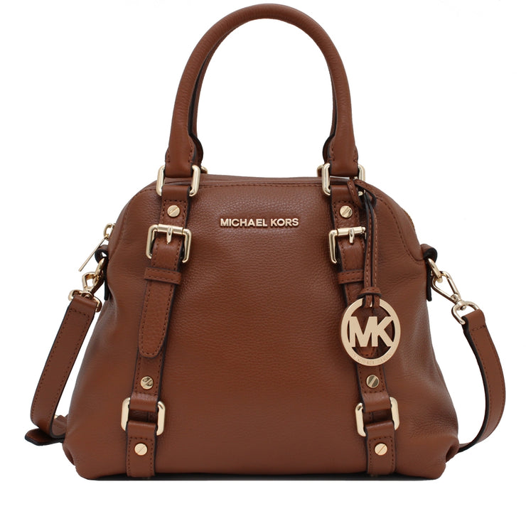 Michael Kors Bedford Medium Bowling Leather Satchel Bag- Luggage