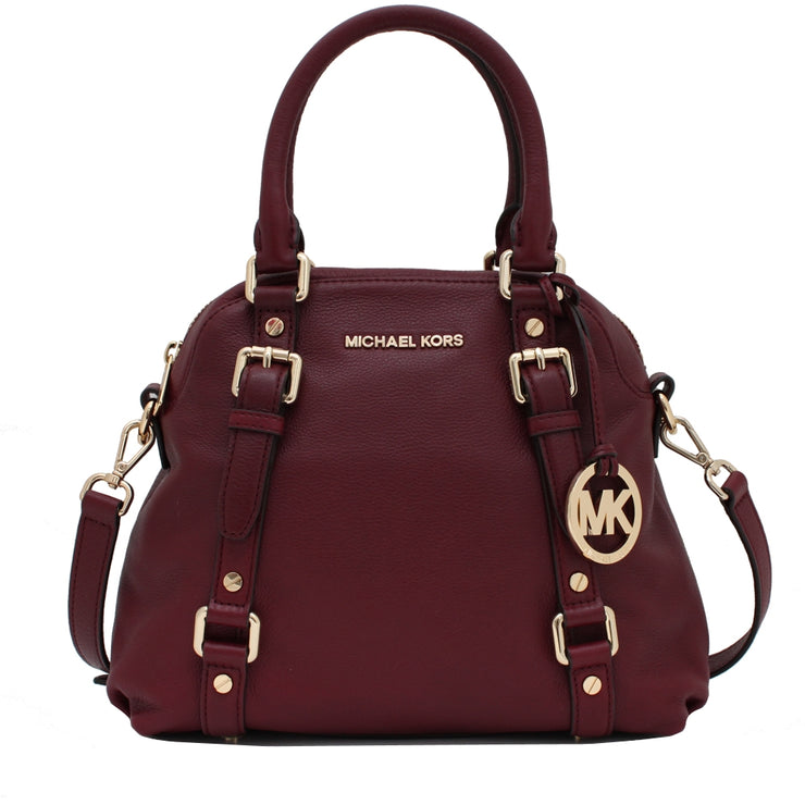 Michael Kors Bedford Medium Bowling Leather Satchel Bag- Claret