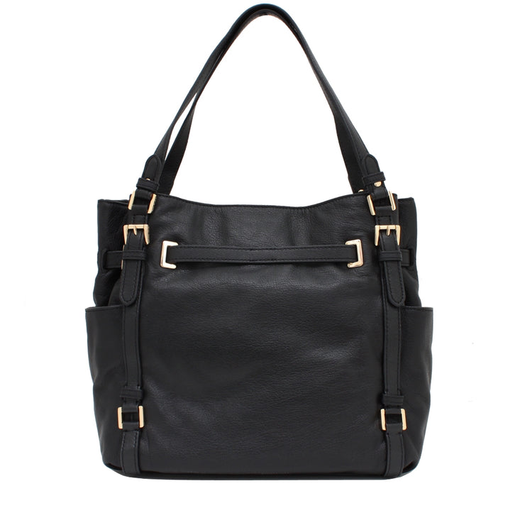 Michael Kors Olivia Large Shoulder Leather Tote Bag- Black