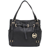 Michael Kors Olivia Large Shoulder Leather Tote Bag- Black
