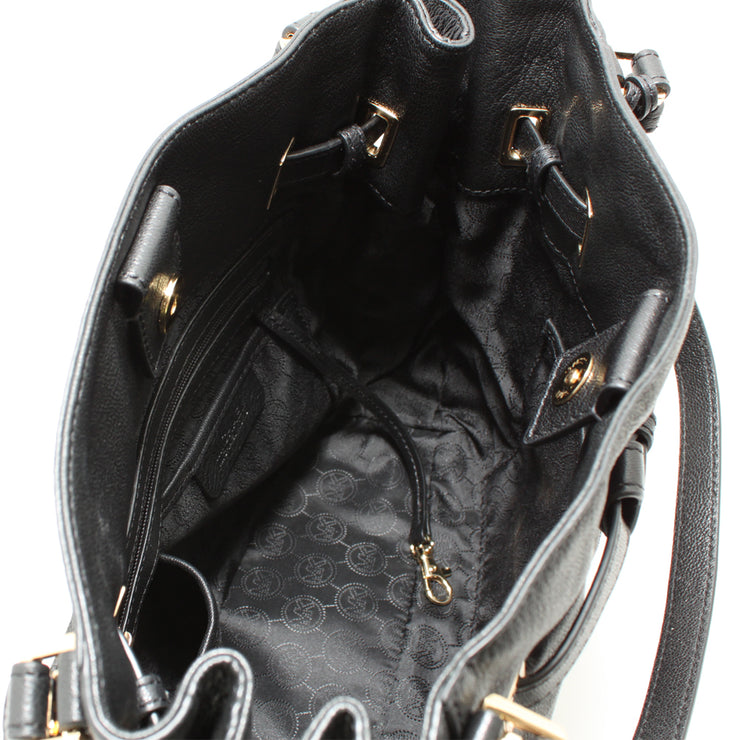 Michael Kors Olivia Large Shoulder Leather Tote Bag- Black