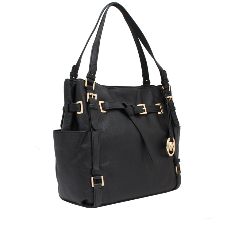 Michael Kors Olivia Large Shoulder Leather Tote Bag- Black