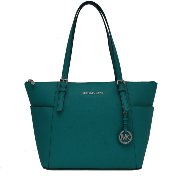 Michael Kors Jet Set East West Top-Zip Saffiano Tote Bag- Aqua