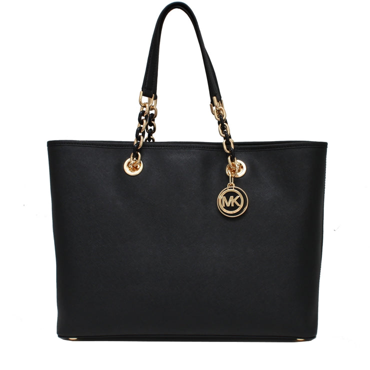 Michael Kors Cynthia Large Leather Tote Bag- Black