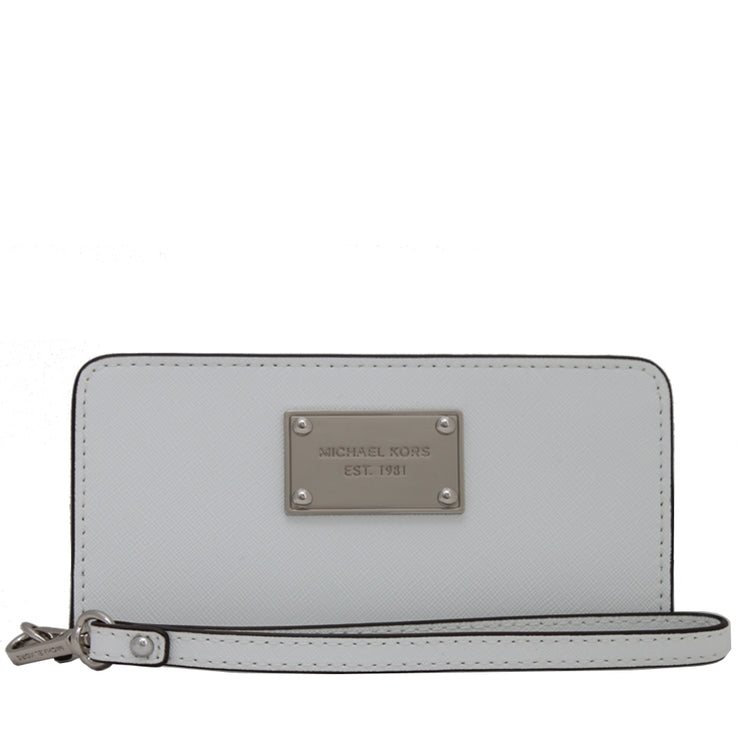 Michael Kors Jet Set Leather Slim Tech Wristlet- Optic White