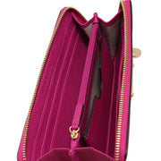 Michael Kors Jet Set Leather Zip Around Continental Wallet Wristlet- Fuschia