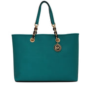 Michael Kors Cynthia Large Leather Tote Bag- Aqua